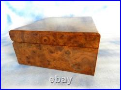 Mastro De Paja Cigar Humidor Laquered Burl Finish withHygrometer Near Mint Italy