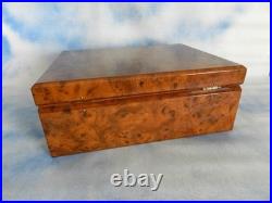 Mastro De Paja Cigar Humidor Laquered Burl Finish withHygrometer Near Mint Italy