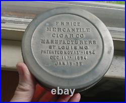 Mercantile Air Tight Havana Cigars St. Louis Emb With Labels & 1895 Metal LID