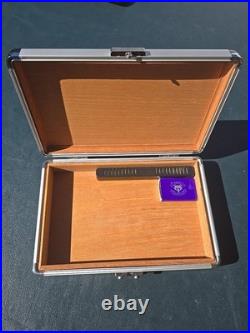 Metal Cigar Humidor Travel Case Portable Travel Size Silver with Latch