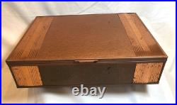Metal wood copper humidor art deco box chest FLAW arts crafts tobacco 14x10 VTG