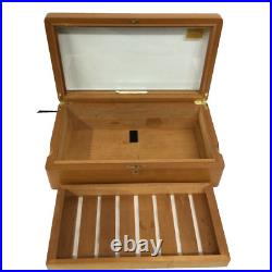 Miami Cigar & Company Beveled Glass Top Humidor 19.25 Inches w Logo Rare