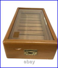 Miami Cigar & Company Beveled Glass Top Humidor 19.25 Inches w Logo Rare