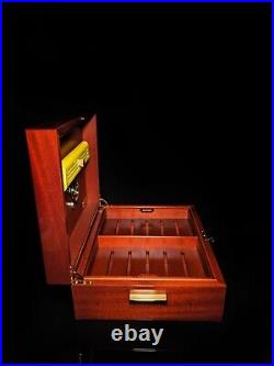 Michel Perrenoud Mahogany Humidor 100-150 ct Measures 15.5 L x 13 W x 6 H