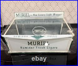 Muriel Glass Humidor Aztec Clay Moistener HAVANA P Lorillard Cigar Box Display