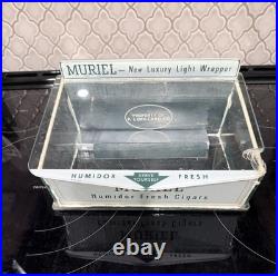 Muriel Glass Humidor Aztec Clay Moistener HAVANA P Lorillard Cigar Box Display