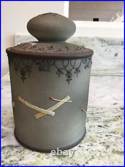 NIPPON Hand Painted Cigar & Pipe Humidor Tobacco Beautiful Grey Porcelian