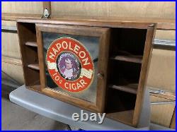 Napoleon Cigars 1974 Advertising Wood Cabinet Storage Glass Powell & Goldstein