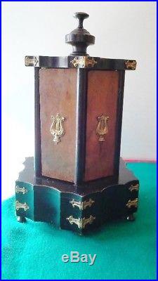 Napoleon III France Cigar Pipe Box Stand Holder XIX C. Ebonized Wood And Brass