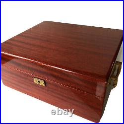 Nat Sherman Cigar Humidor Wood Case Brass Handles Vintage Box Paris France