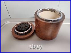 Nat Sherman Wood Humidor Tobacco Jar Cigar Pipe Rare Made In Italy