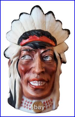 Native American Chief Cigar Humidor, Ernst Bohne & Sohne, Antique Porcelain Rare