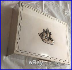 Nautical Christian Dior Cigar Cigarette Cedar Lined Silver Plate Humidor Case