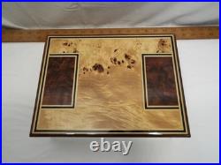 Nice Marquetry Wood Inlay Burl Humidor Box Cigar Storage Caddy Tobacco