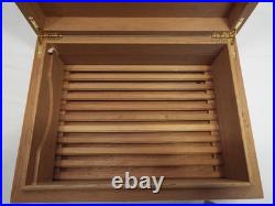 Nice Marquetry Wood Inlay Burl Humidor Box Cigar Storage Caddy Tobacco