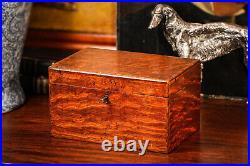 Nice Solid Antique Wood Humidor Box with Key Tobacciana Cigar