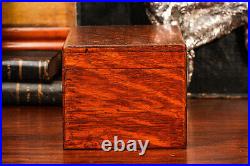 Nice Solid Antique Wood Humidor Box with Key Tobacciana Cigar