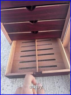 Nice Thompson 1915 6 Drawer Mahogany Cherry Counter Top Desk Humidor Cabinet BH