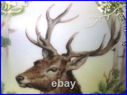 Nippon 3 Handled Porcelain Humidor Stag with Moriage Decoration
