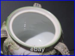 Nippon 3 Handled Porcelain Humidor Stag with Moriage Decoration