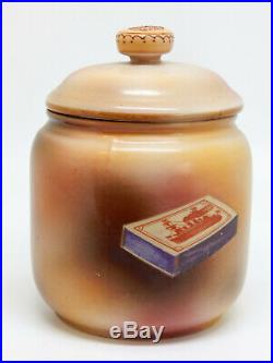 Noritake Morimura Humidor Jar with Lid, Hand Painted Cigar & Matchbook, 1921/24