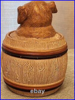 Old German Terracotta Tobacco Humidor Jar Signed Johann Maresch Pig In Barrel