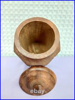 Old Hand Carved Himalayan Sheesham Wood Pipe Tobacco Cigar Humidor Jar Canister