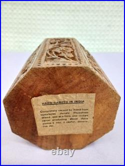 Old Hand Carved Himalayan Sheesham Wood Pipe Tobacco Cigar Humidor Jar Canister