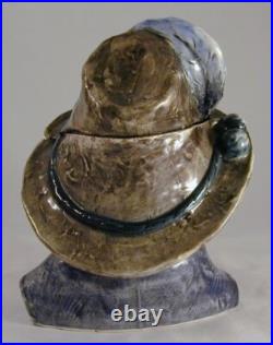 Old Pottery Figural Tobacco Jar Colorful Man Cigar Hat Old Pottery Figural Tobacco Jar Colorful Man Cigar Hat