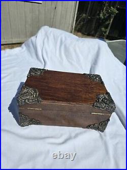 Original FANCY 1890'S VICTORIAN ANTIQUE OAK CIGAR HUMIDOR BOX