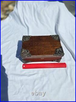 Original FANCY 1890'S VICTORIAN ANTIQUE OAK CIGAR HUMIDOR BOX