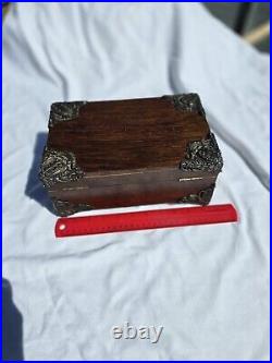 Original FANCY 1890'S VICTORIAN ANTIQUE OAK CIGAR HUMIDOR BOX