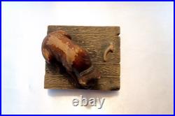 Outstanding Terracotta Pug/Bulldog Dog withPuppies Small Tobacco Humidor/Box Antiq