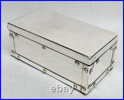Outstanding Vintage Desk Cigar Humidor Box Applied Silver On Brass Construction