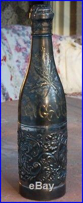 PAIRPOINT CIGAR HUMIDOR (1893) ENGRAVED CHAMPAGNE BOTTLE Match Safe SILVER PLATE