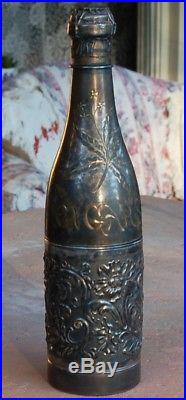 PAIRPOINT CIGAR HUMIDOR (1893) ENGRAVED CHAMPAGNE BOTTLE Match Safe SILVER PLATE