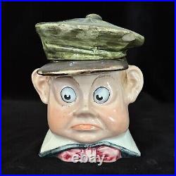 PALMER COX BOY WITH CAP MAJOLICA Tobacco Jar Antique Pottery Humidor c1920