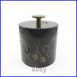 PIERO FORNASETTI Lacquered Metal Black Gold Canister Humidor Pipe Tobacco Jar