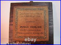 PUBLIC COAL Co PHILA Pa Old Advertising CIGAR HUMIDOR Wooden Box CELOTEX