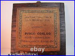 PUBLIC COAL Co PHILA Pa Old Advertising CIGAR HUMIDOR Wooden Box CELOTEX