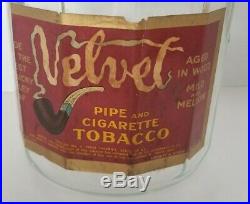 Patented 1915 Velvet Pipe Tobacco Glass Humidor W incorporated Ashtray