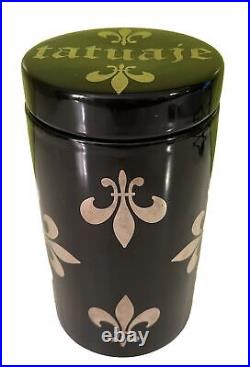 Pete Johnson Tatuaje 19 Black Ceramic Cigar Humidor Signed Tattoo Canister, 8