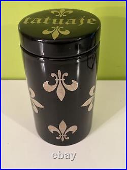 Pete Johnson Tatuaje 19 Black Ceramic Cigar Humidor Signed Tattoo Canister, 8