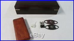 Portable Cherry Wood Humidor With Hygrometer and Humidifier With Contents