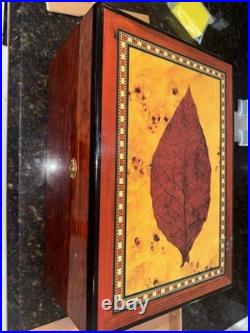 Prestige Import Group 150 Capacity Stetson Inlay Design Wood Cigar Humidor Box