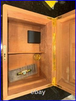 Prestige Import Group 150 Capacity Stetson Inlay Design Wood Cigar Humidor Box