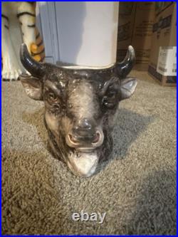 Pretty/Old Majolica RARE Buffalo Head Tobacco Jar Humidor