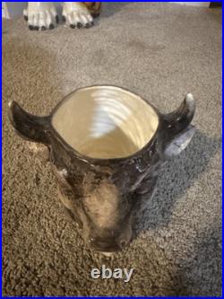 Pretty/Old Majolica RARE Buffalo Head Tobacco Jar Humidor