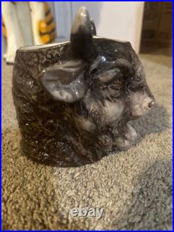 Pretty/Old Majolica RARE Buffalo Head Tobacco Jar Humidor