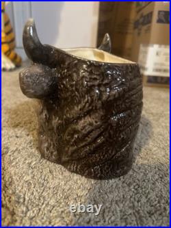 Pretty/Old Majolica RARE Buffalo Head Tobacco Jar Humidor